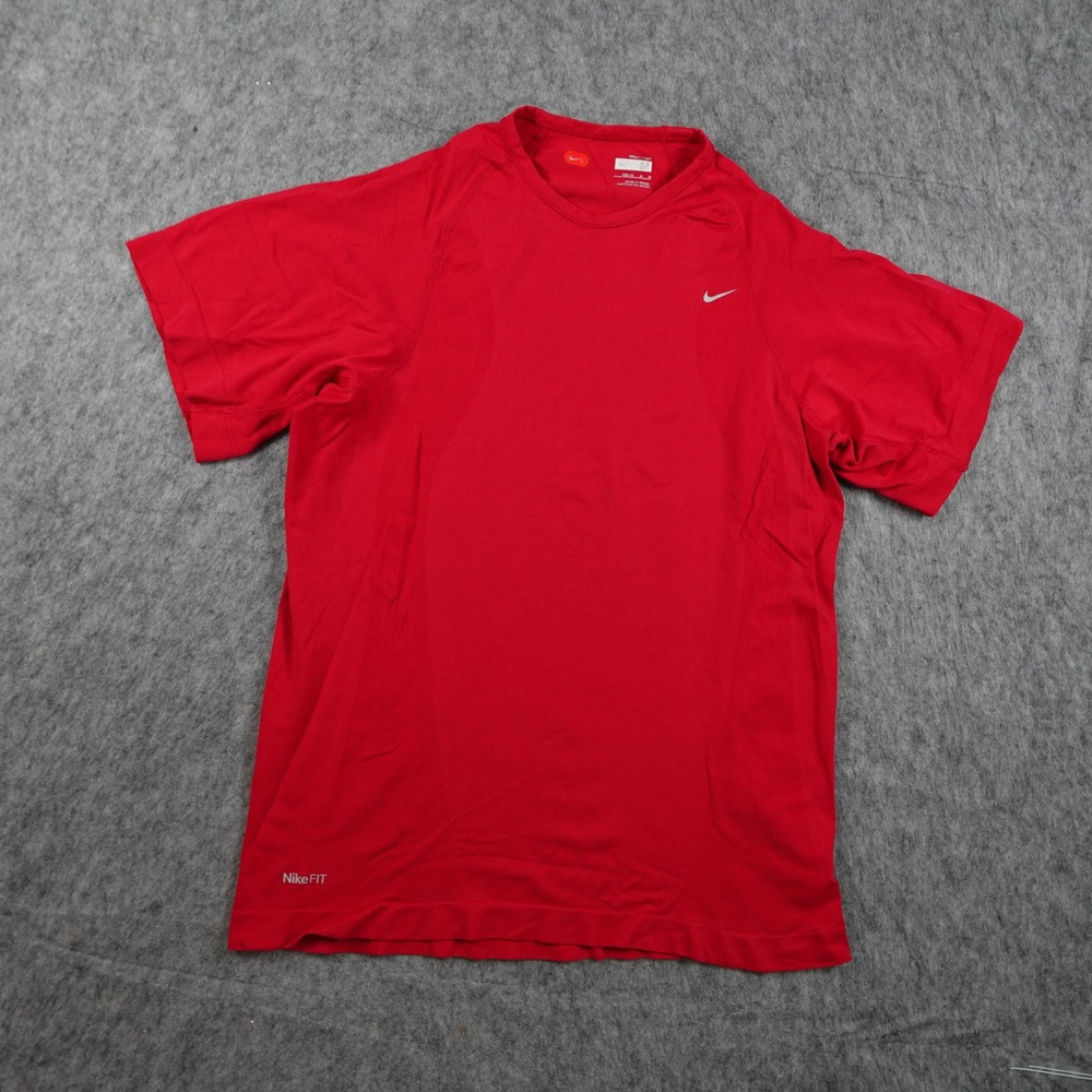 Nike Shirt Men Medium Red Nike Fit Dry Short Sleeve Performance Athletic Top